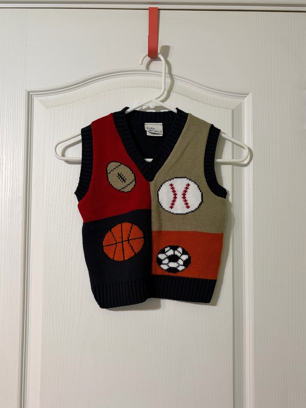 Vintage Kids Multi-Sport Knit Vest - Red, Black, Tan